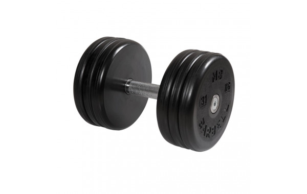 Гантель MB Barbell классик с вращающейся ручкой\хром черная 31 кг MB-FdbEM-B31 600_380