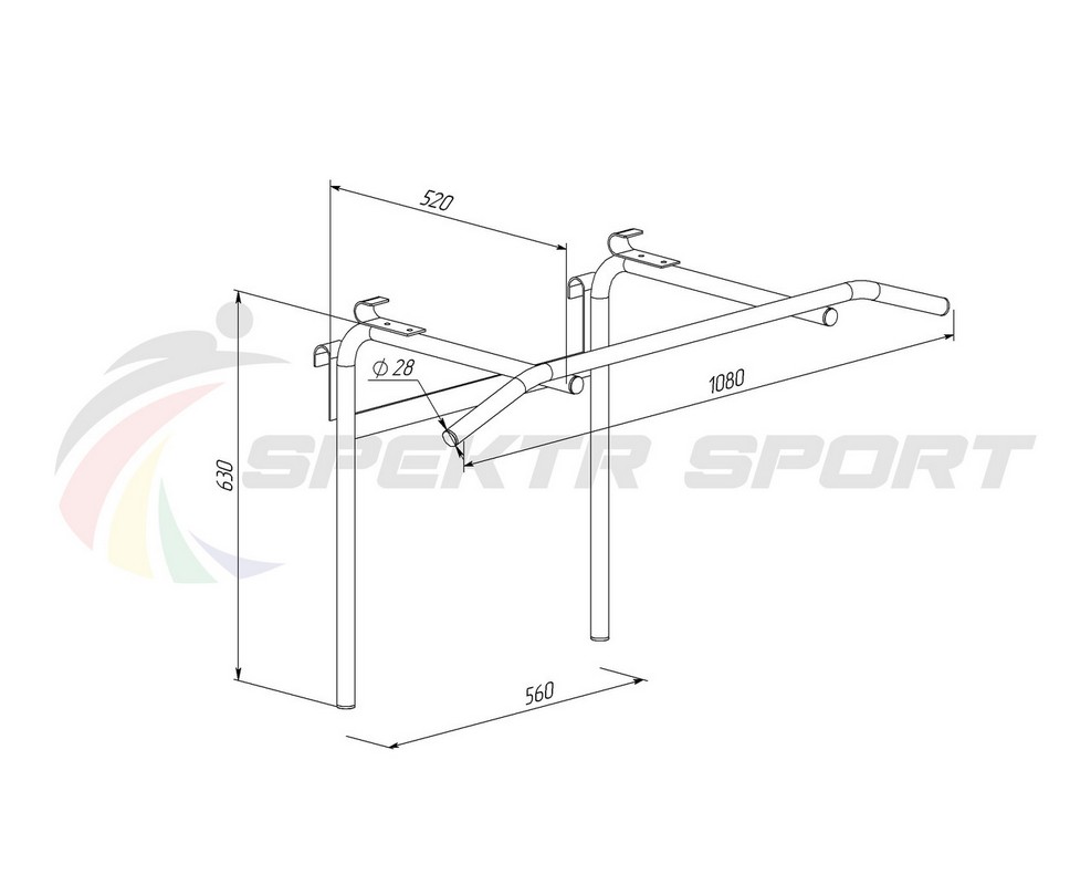 Турник-брусья навесной Spektr Sport Школьник 6, белый 987_800