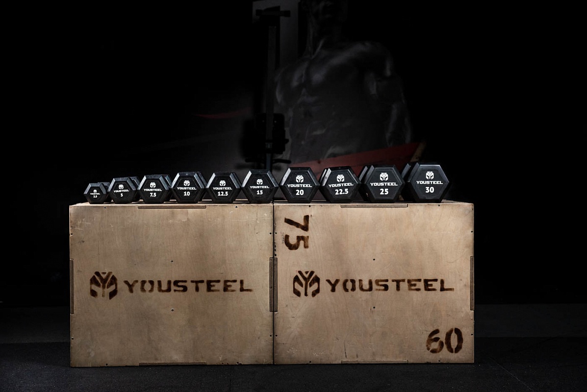 Гантель обрезиненная YouSteel HEX DB 20 кг 1197_800