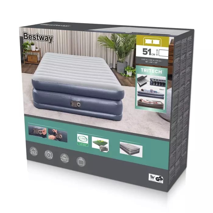 Надувная кровать 152х203х51см QuadComfort встр.нас. 220В Bestway 67925 700_700