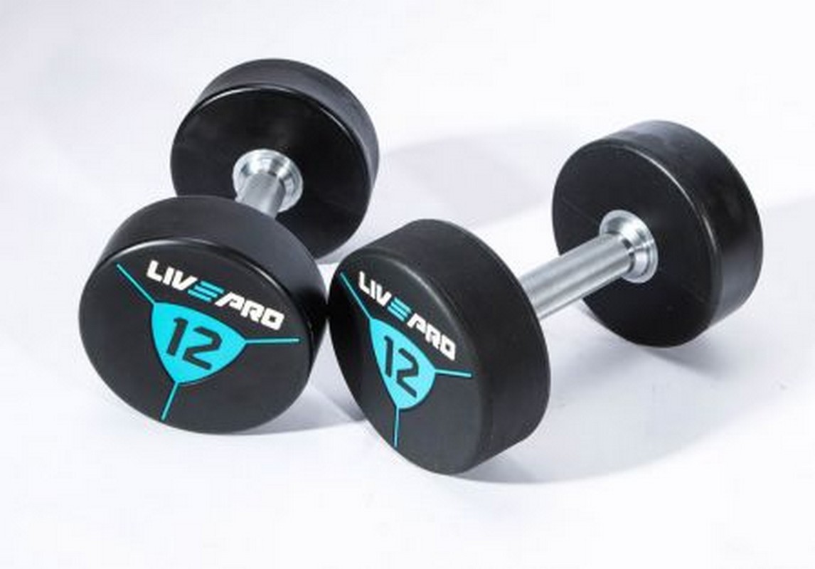 Гантели в уретане 12 кг Live Pro Premium Urethane Dumbbells LP8000-12 1146_800